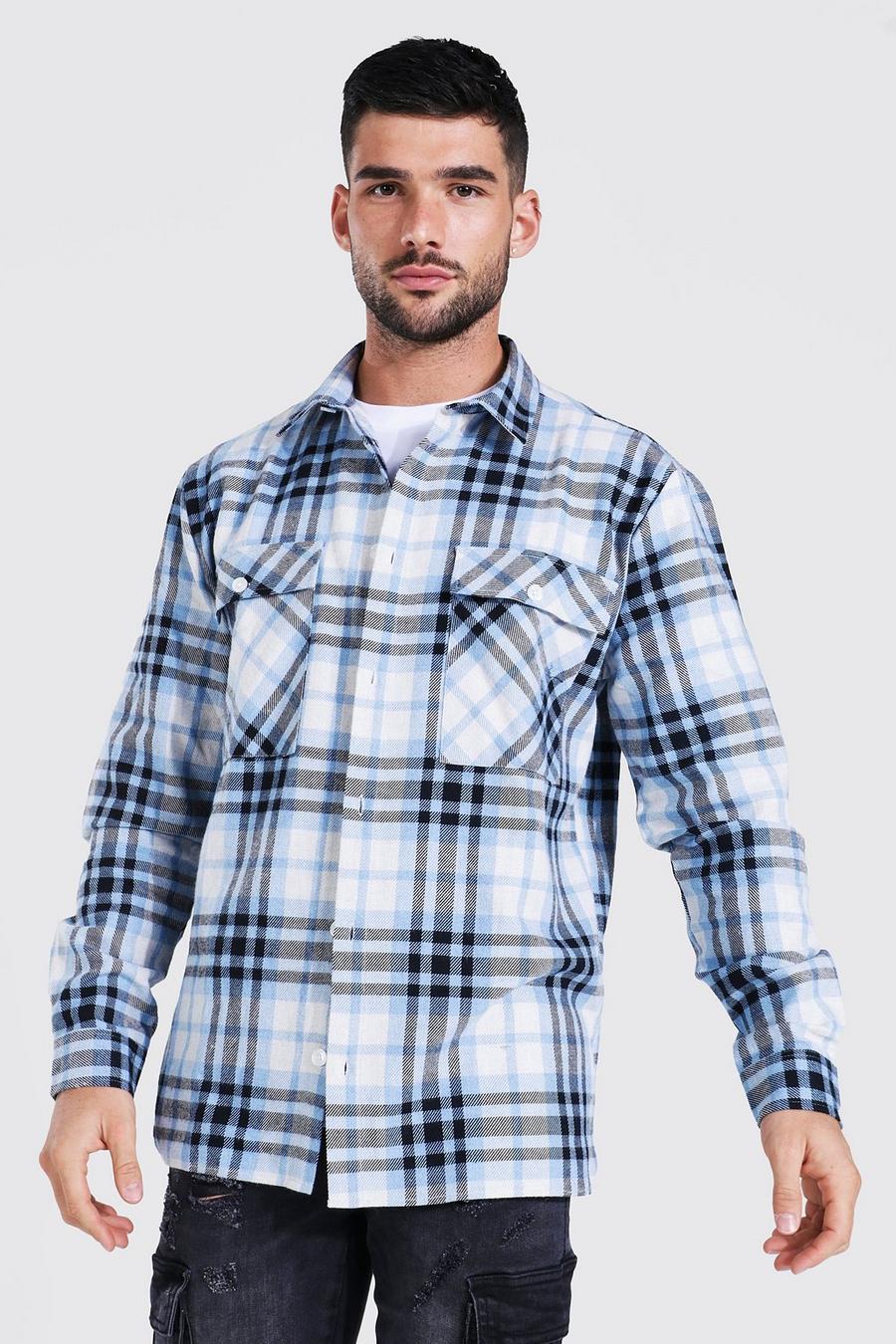 Light blue Long Sleeve Flannel Overshirt image number 1