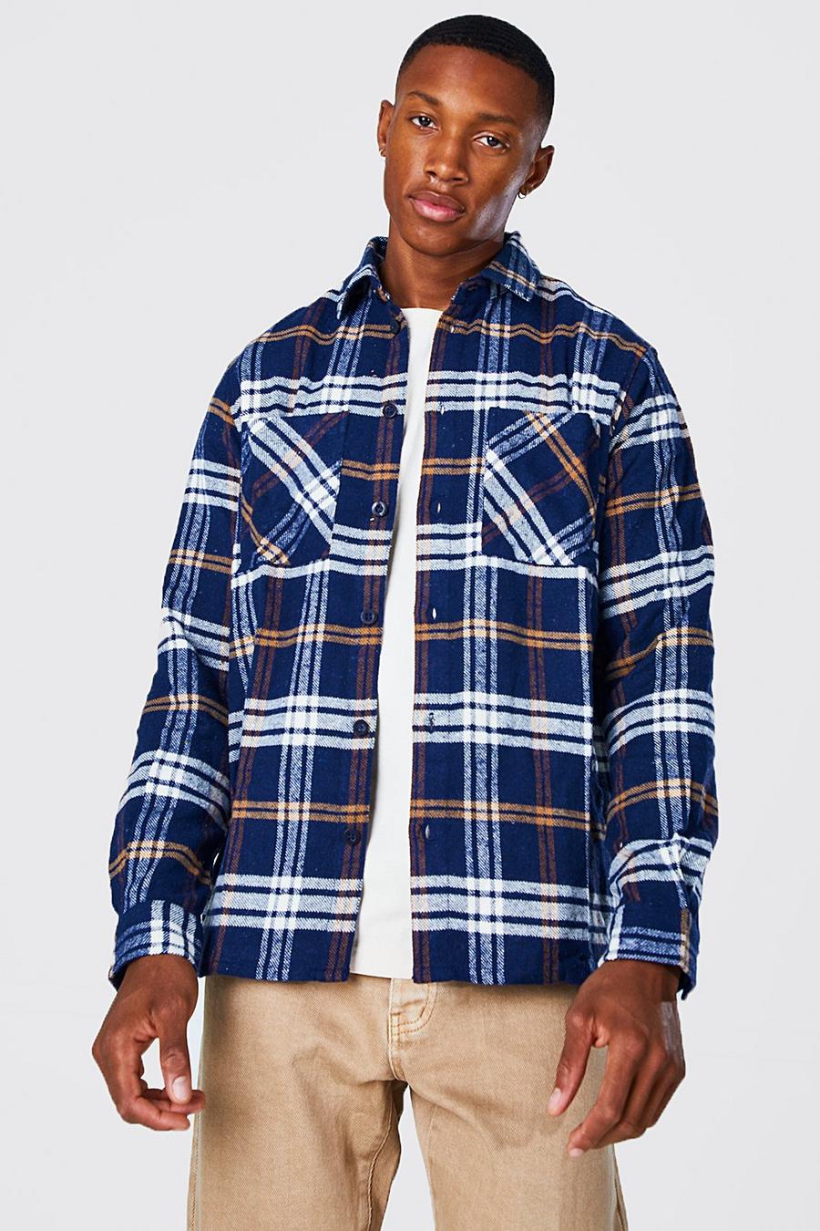Navy Heavy Weight Check Overshirt image number 1
