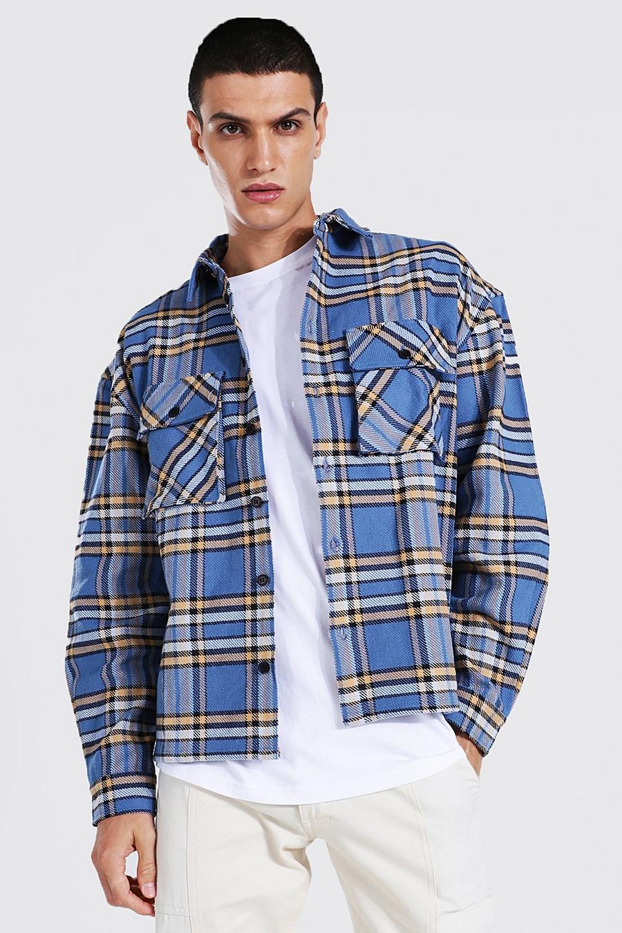 Light blue Heavy Weight Boxy Check Overshirt image number 1