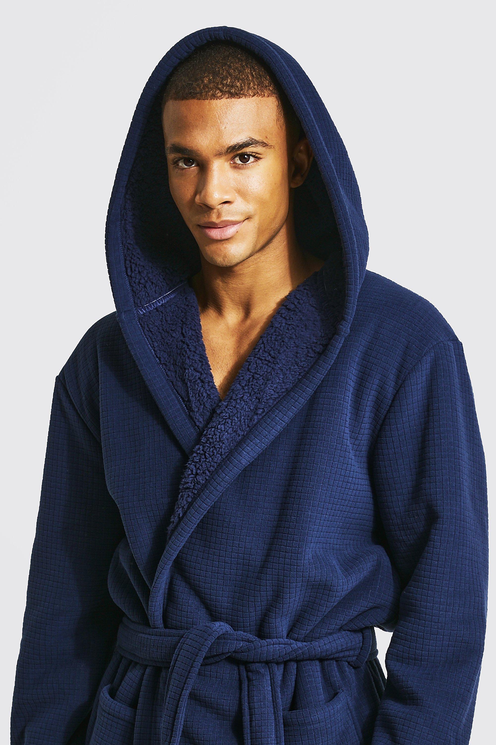 Men's Bonded Waffle Fleece Robe, Hooded