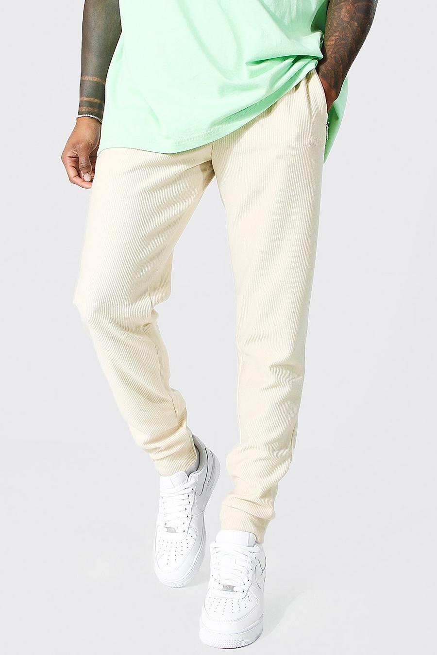 Stone beige Ribbade joggers i skinny fit image number 1