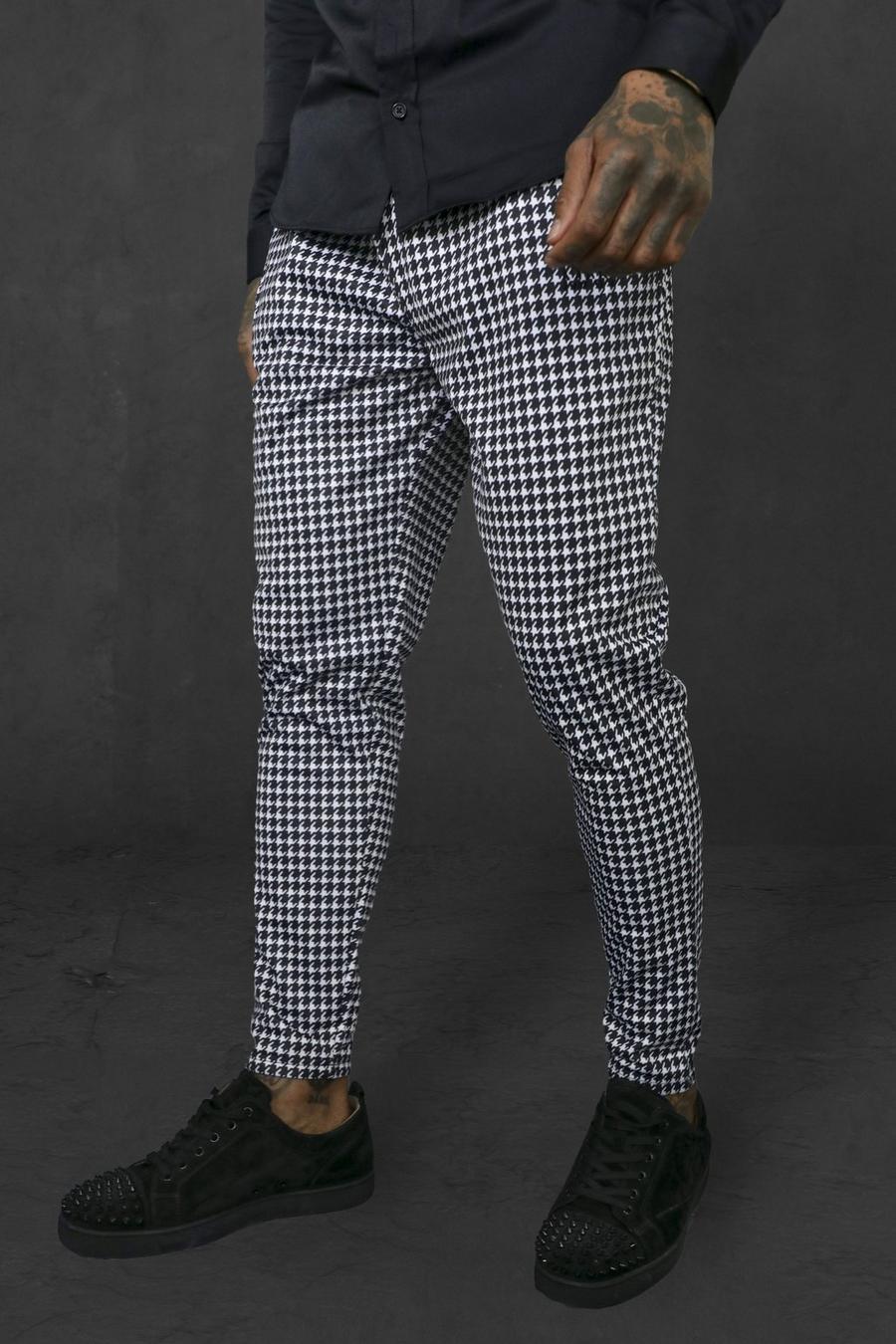 Black noir Skinny Fit Dogtooth Tricot Joggers image number 1