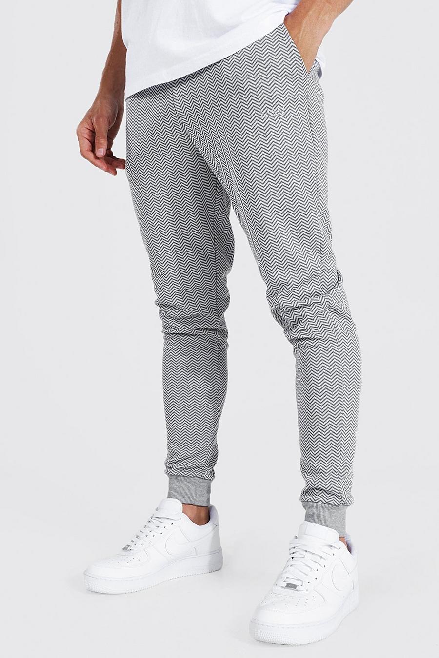Pantalón deportivo pitillo de jacquard, Grey gris image number 1