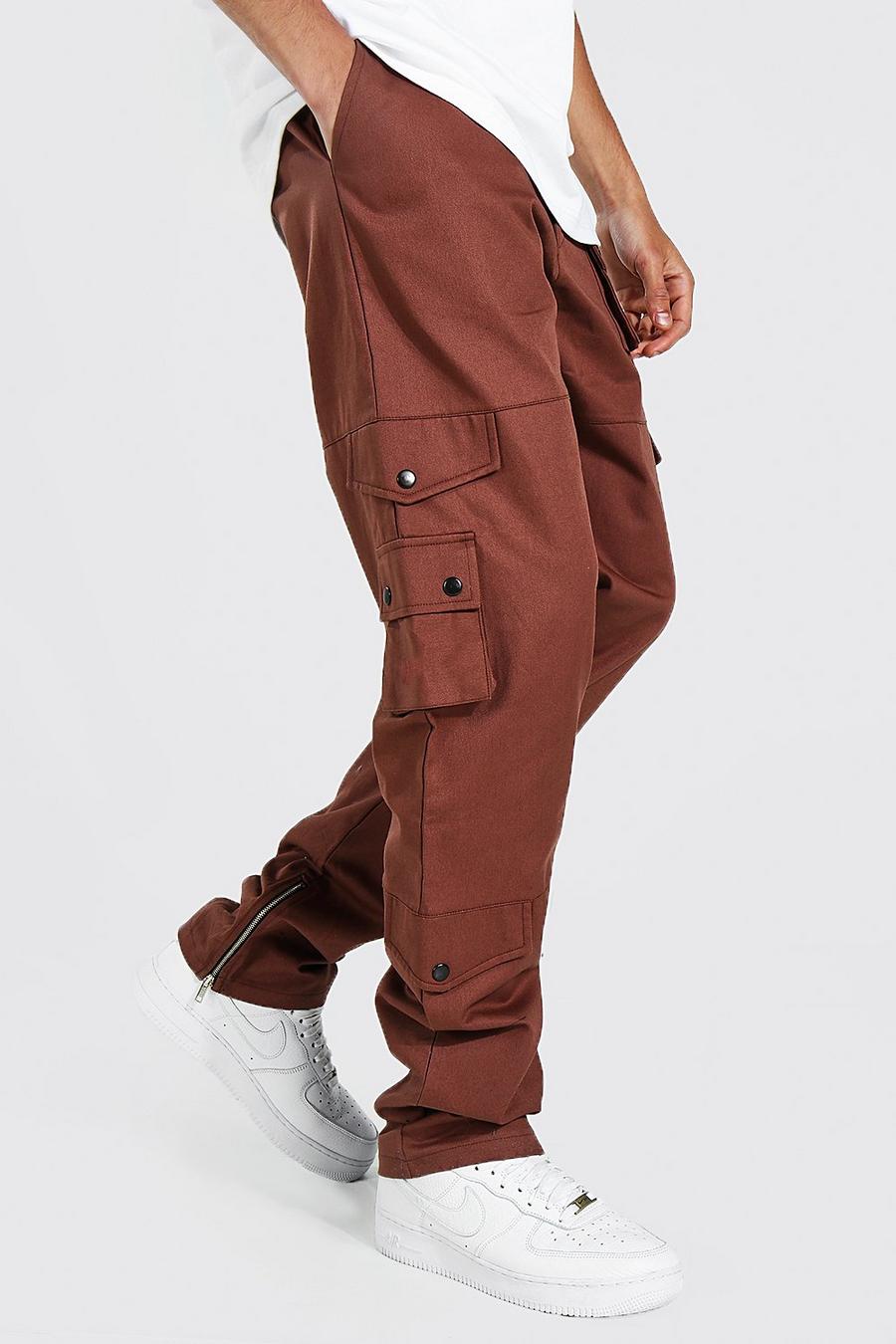 Rust orange Tall Relaxed Fit Twill Cargo Trouser image number 1