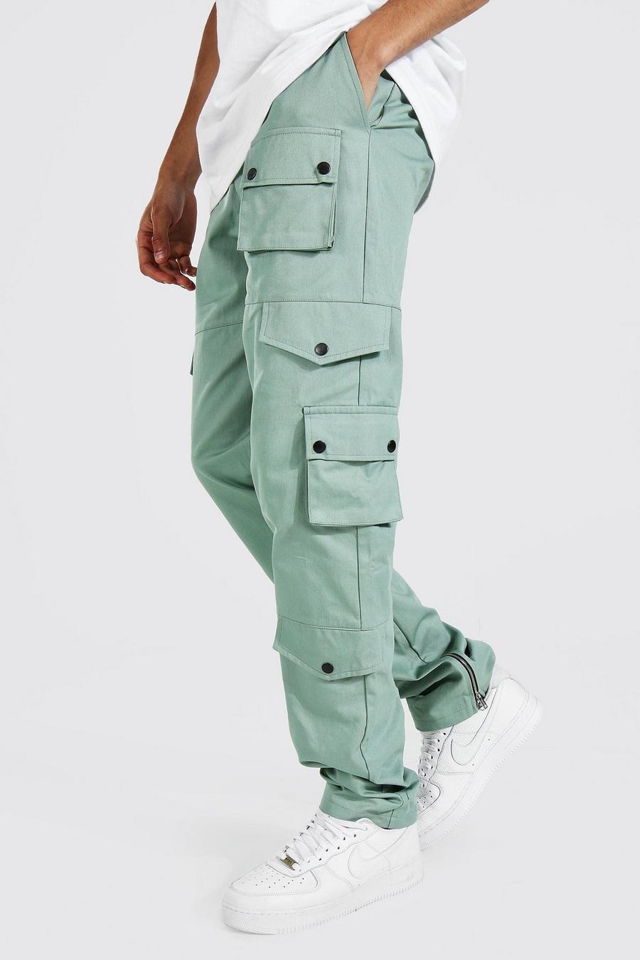 Sage Tall Relaxed Fit Twill Cargo Trouser image number 1