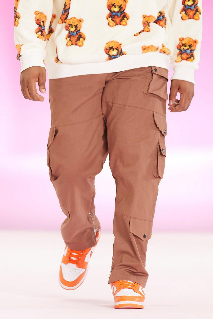 Rust orange Plus Relaxed Fit Twill Cargo Trouser image number 1