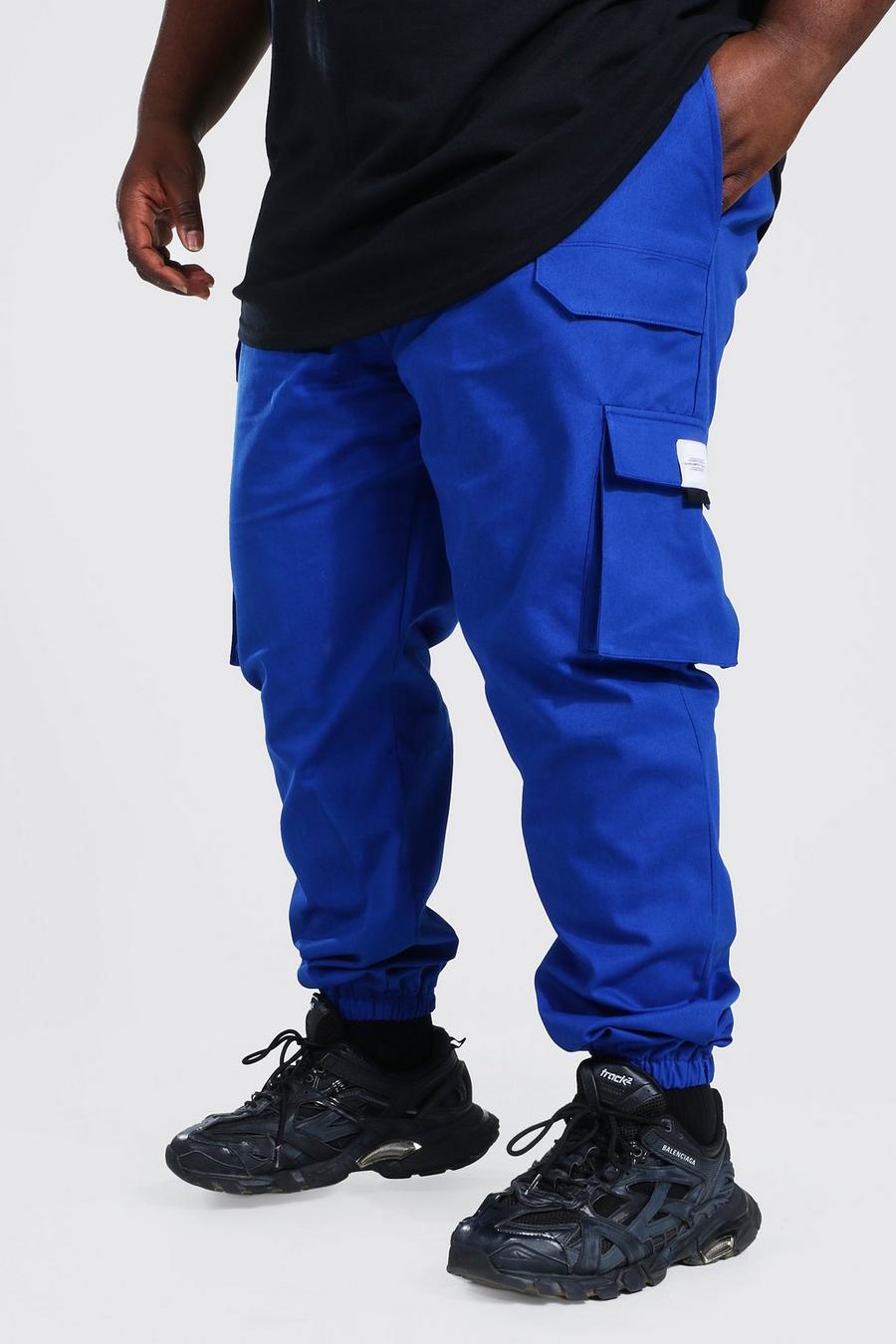 Pantalones de sarga deportivos con cinturón y lengüeta Plus, Cobalto azul image number 1