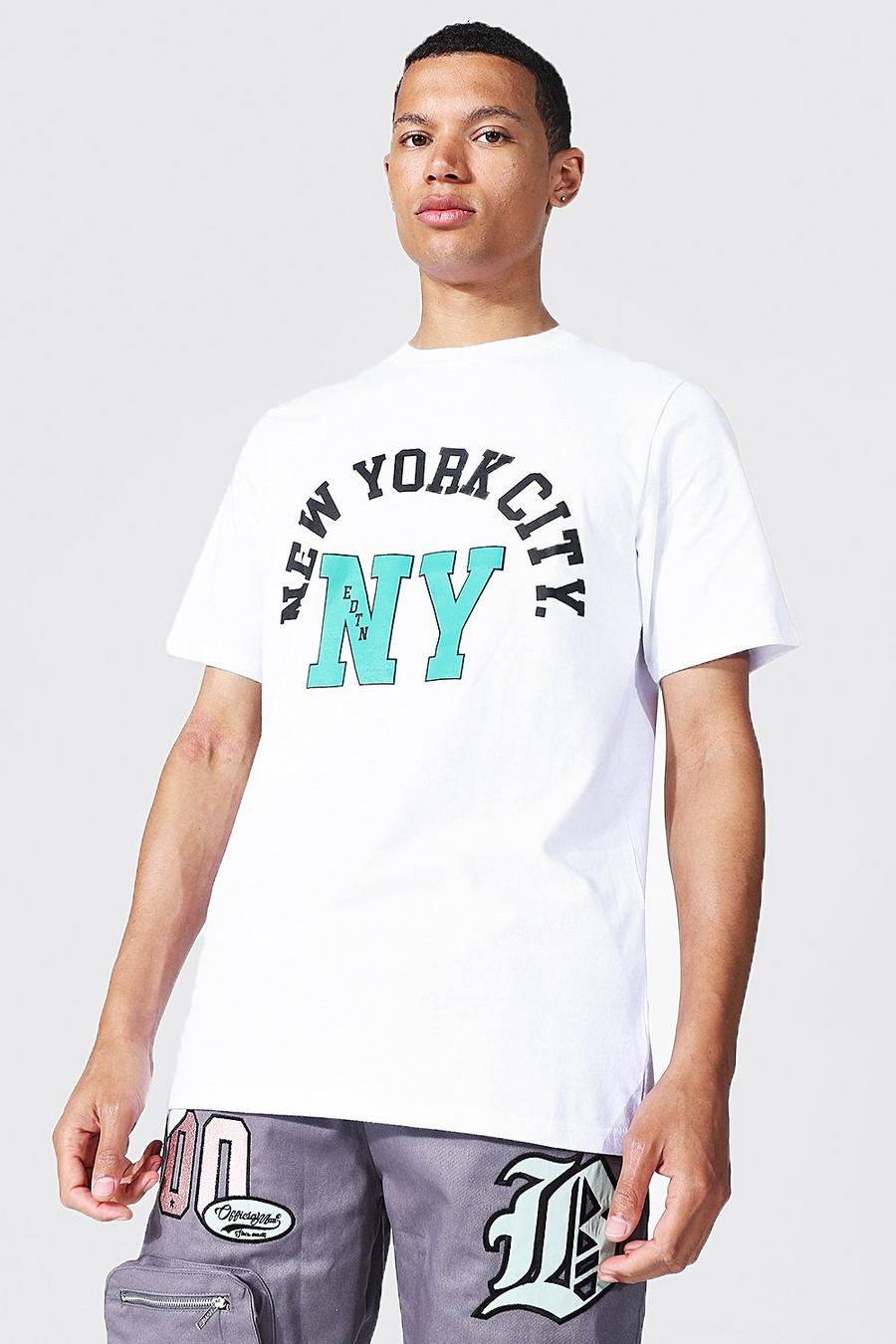 Camiseta Tall universitaria New York, White bianco image number 1