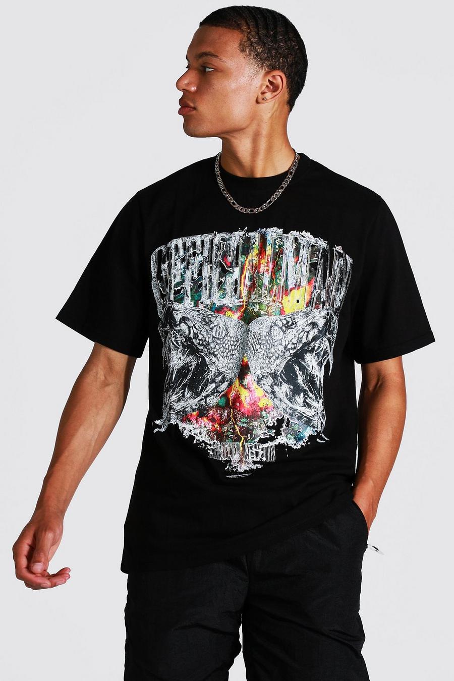 Tall - T-shirt à imprimé serpent - Official MAN, Black image number 1