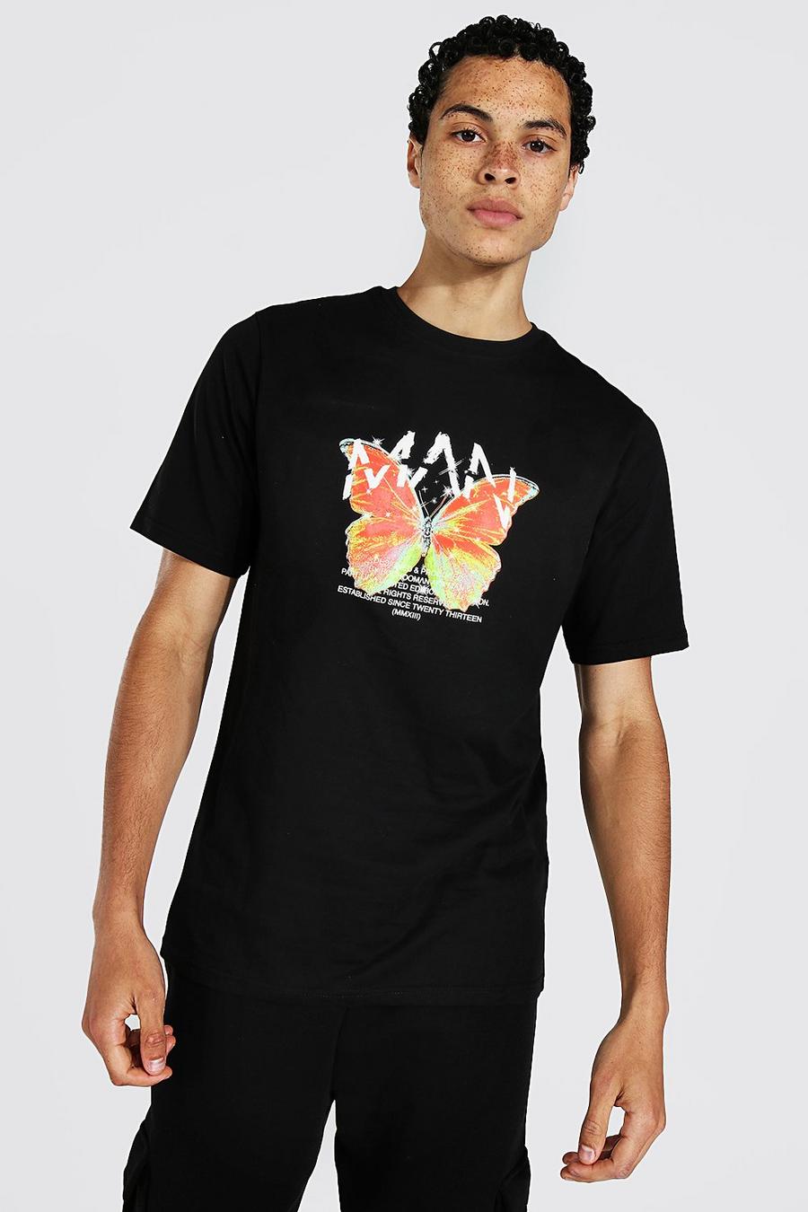 Tall - T-shirt avec imprimé papillon , Black noir image number 1