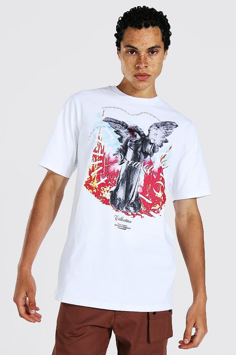 Camiseta Tall con estampado en la espalda Angel Limited, White blanco image number 1