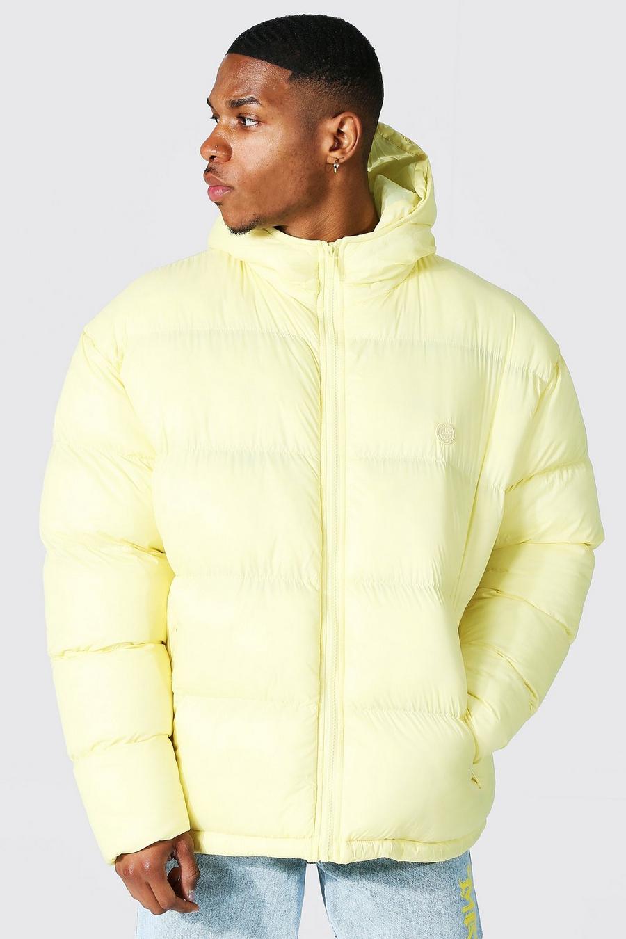 Yellow gul Oversize pufferjacka med rundad kant image number 1