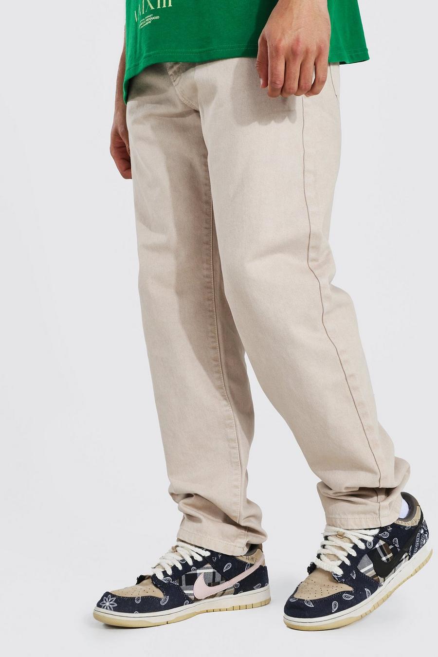 Stone beige Jack Grealish Jeans med ledig passform image number 1