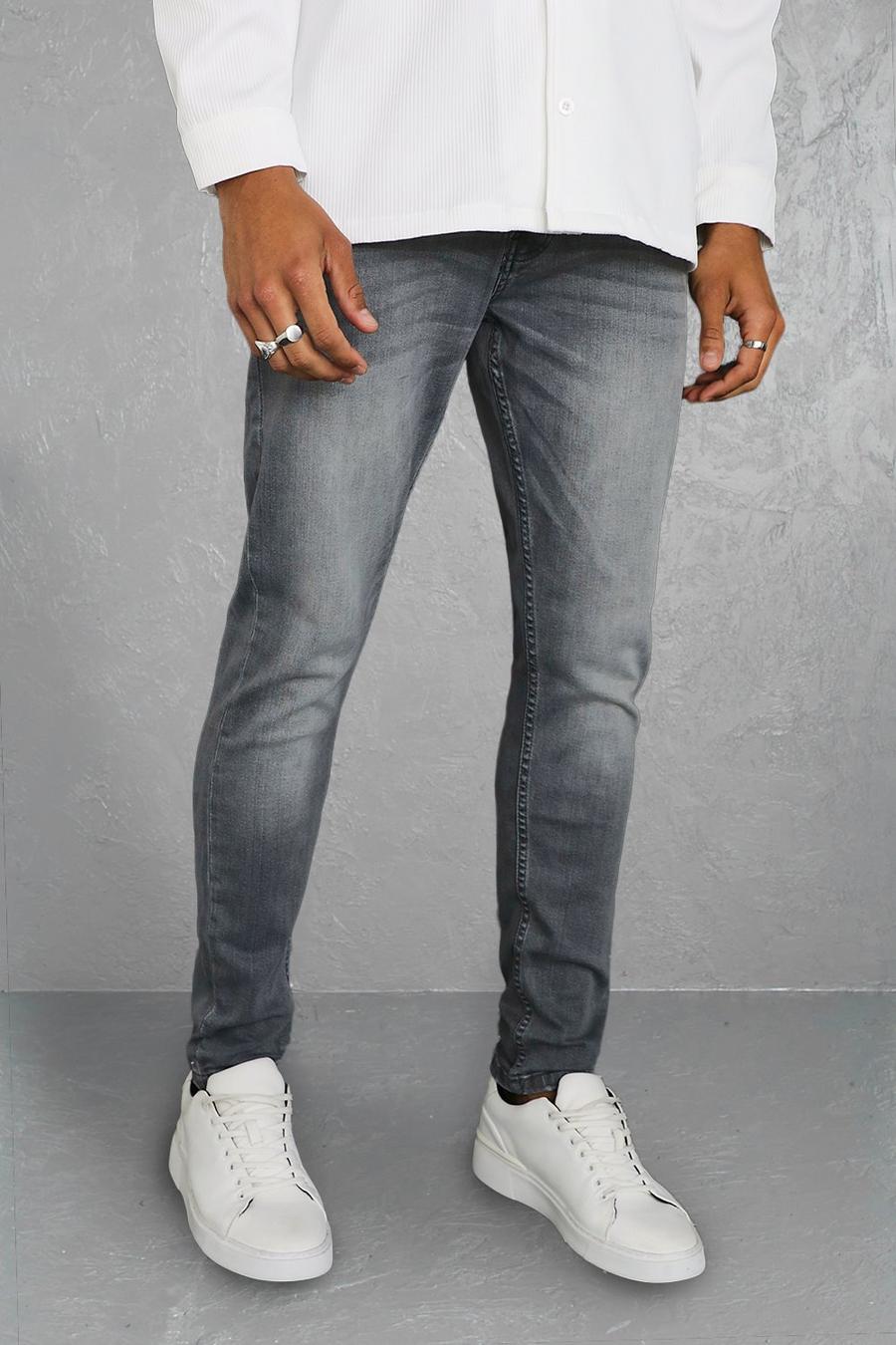 אפור ביניים מכנסי ג'ינס סקיני נמתחים image number 1