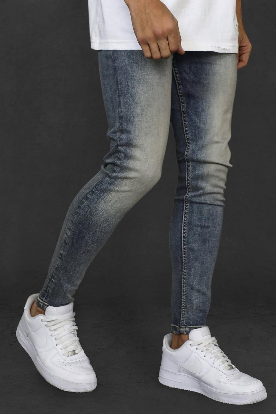 כחול וינטג' מכנסי ג'ינס סקיני נמתחים image number 1