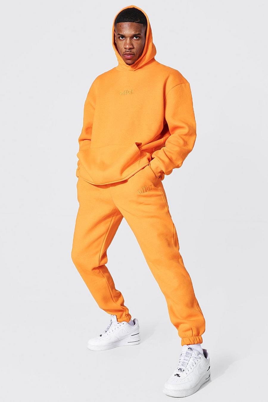 Tuta sportiva con cappuccio oversize con ricami Official Man, Orange arancio image number 1