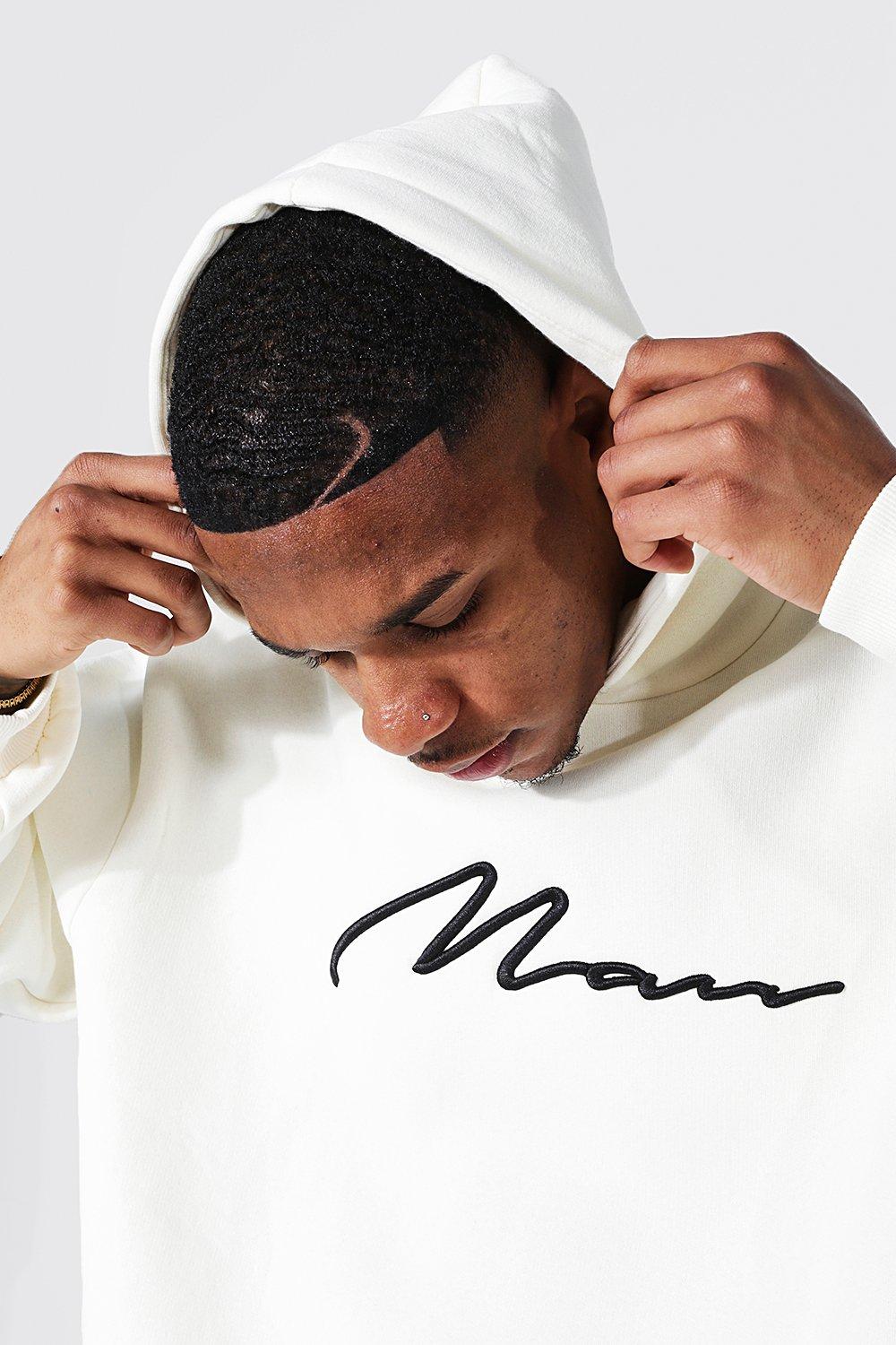 Oversized 3d Man Embroidered Hooded Tracksuit | boohoo