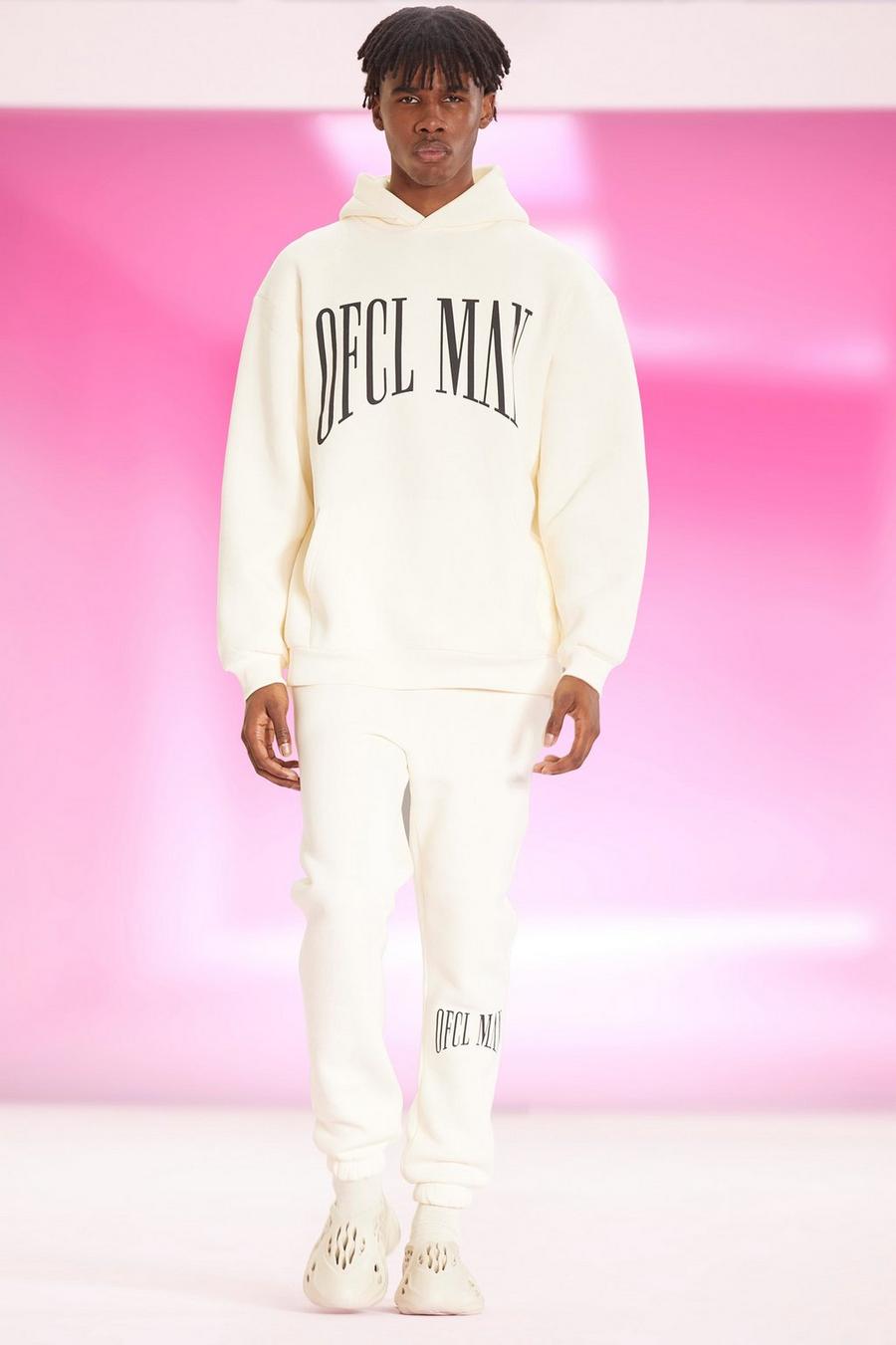 Ecru blanc Oversized Ofcl Man Printed Hooded Tracksuit image number 1