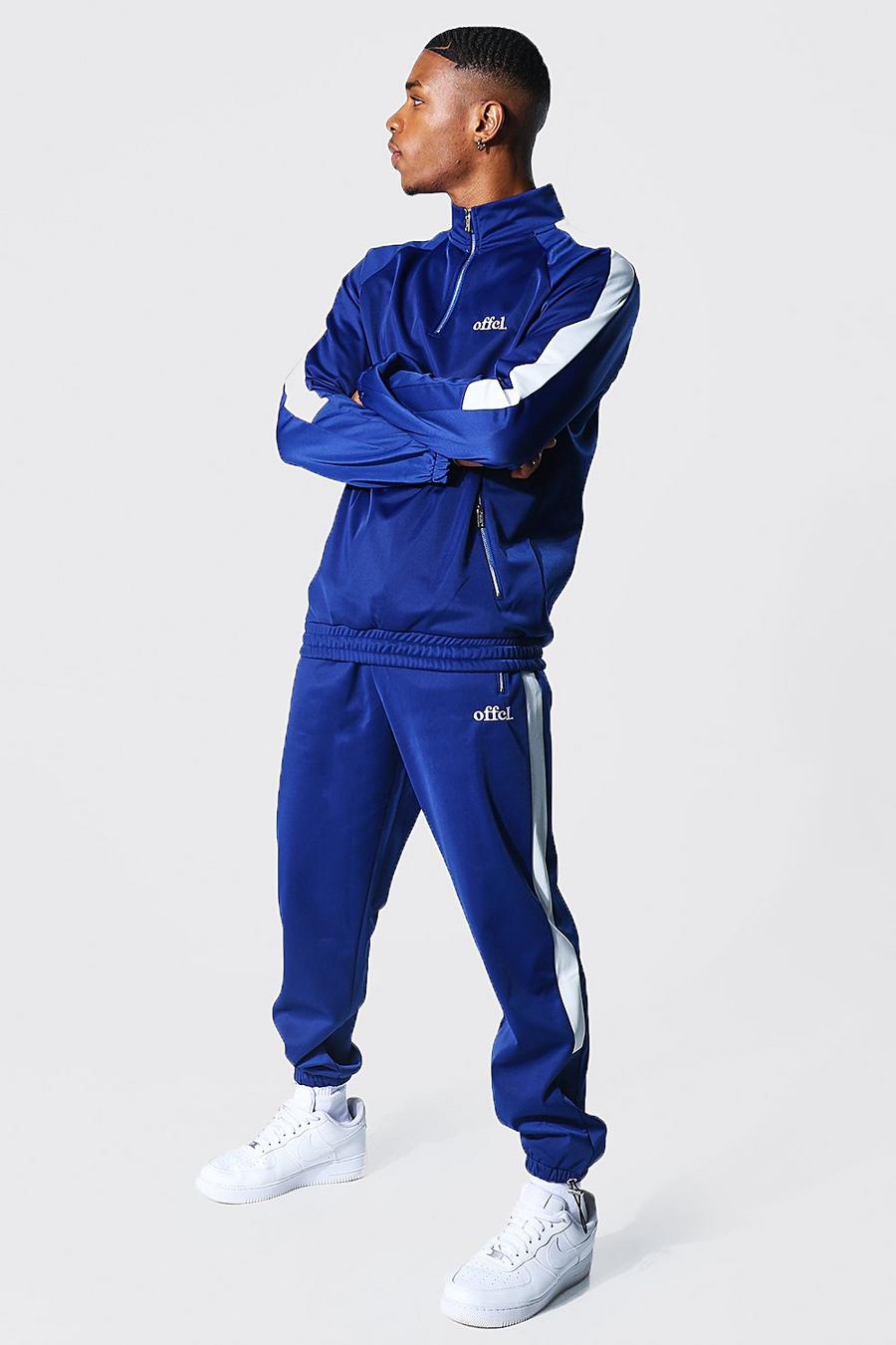 Tuta sportiva Offcl in tricot con zip e pannello laterale, Cobalt azul image number 1