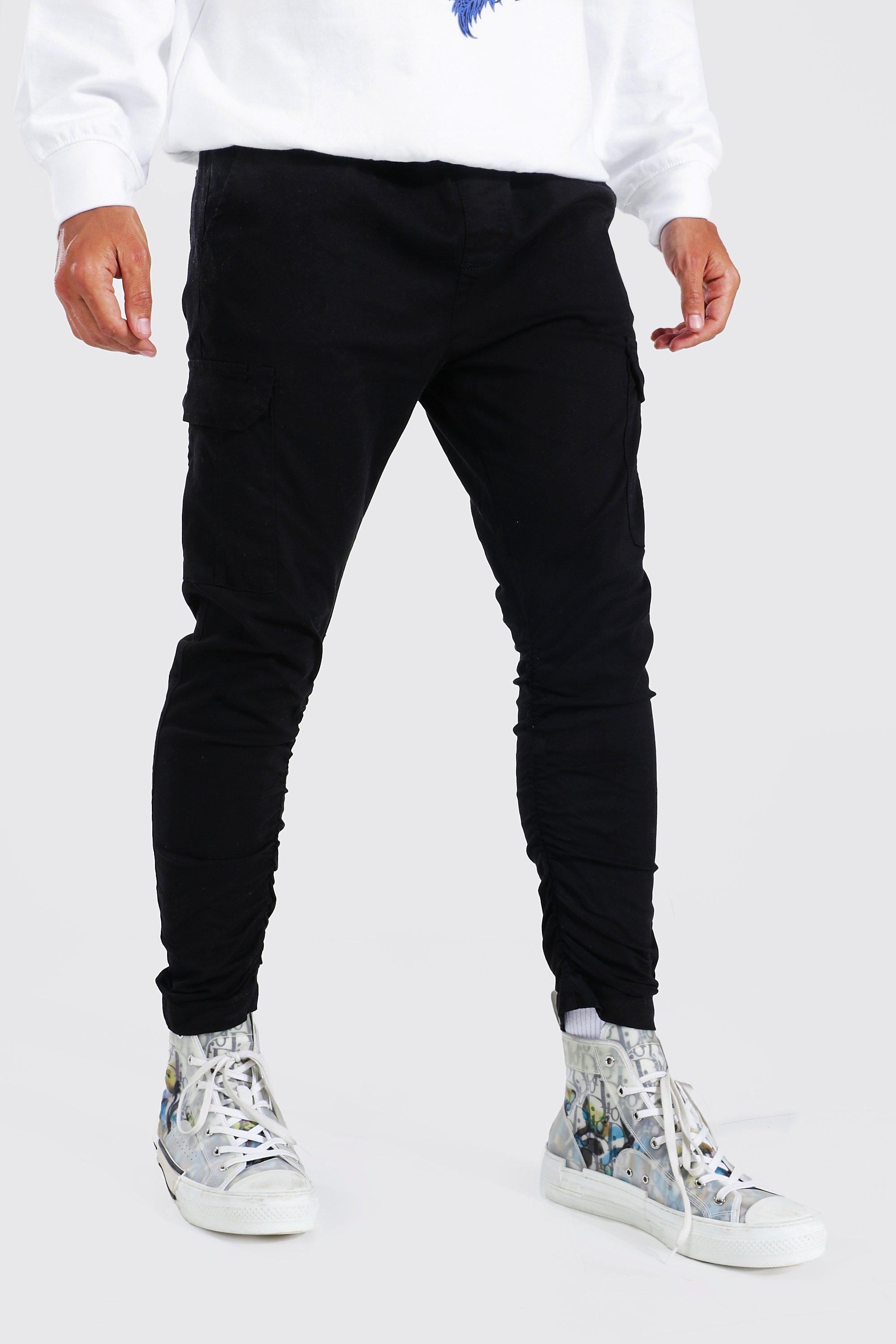 Elastic Waist Multi Pocket Zip Cargo Trouser