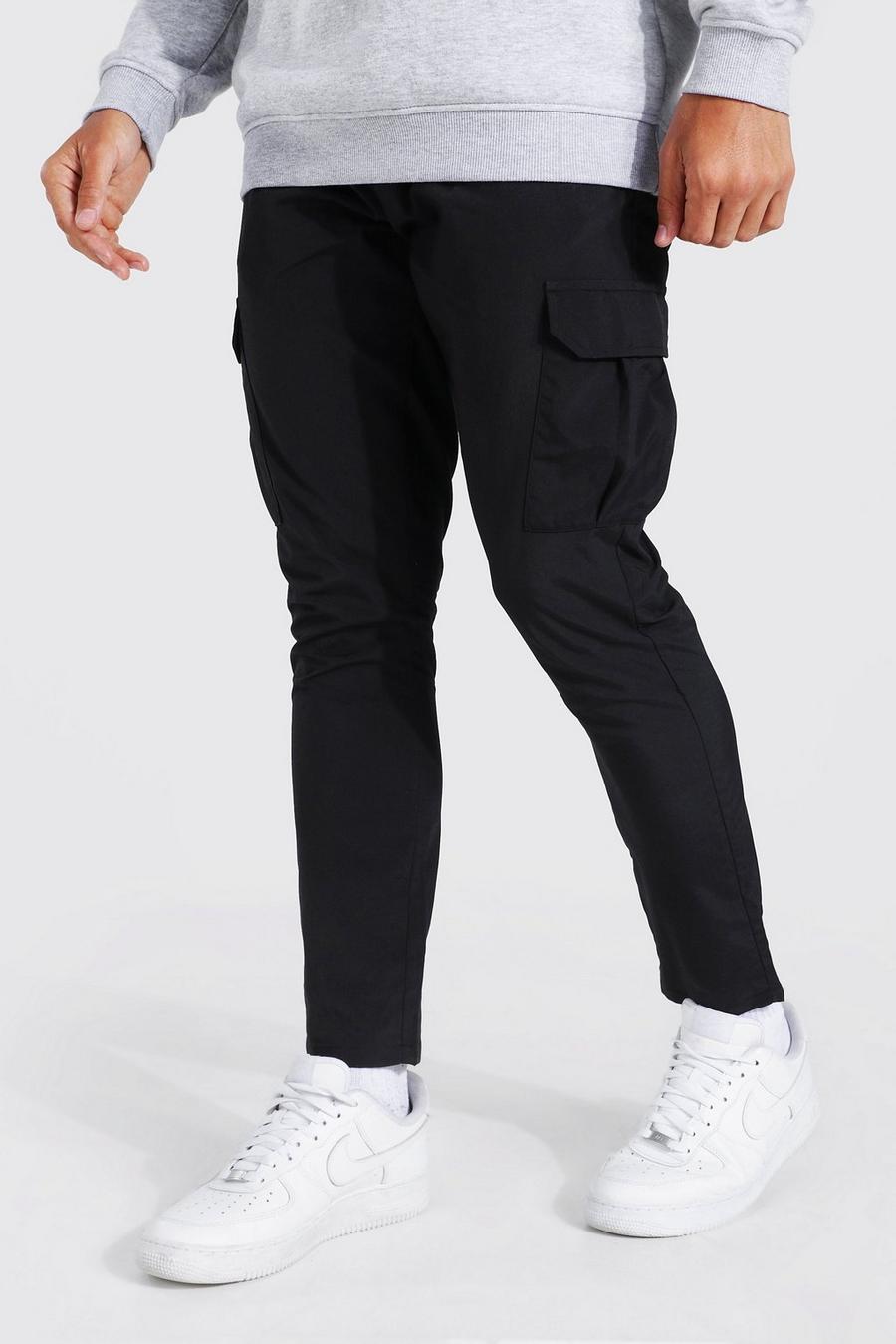 Black Slim Fit Shell Cargo Pants image number 1