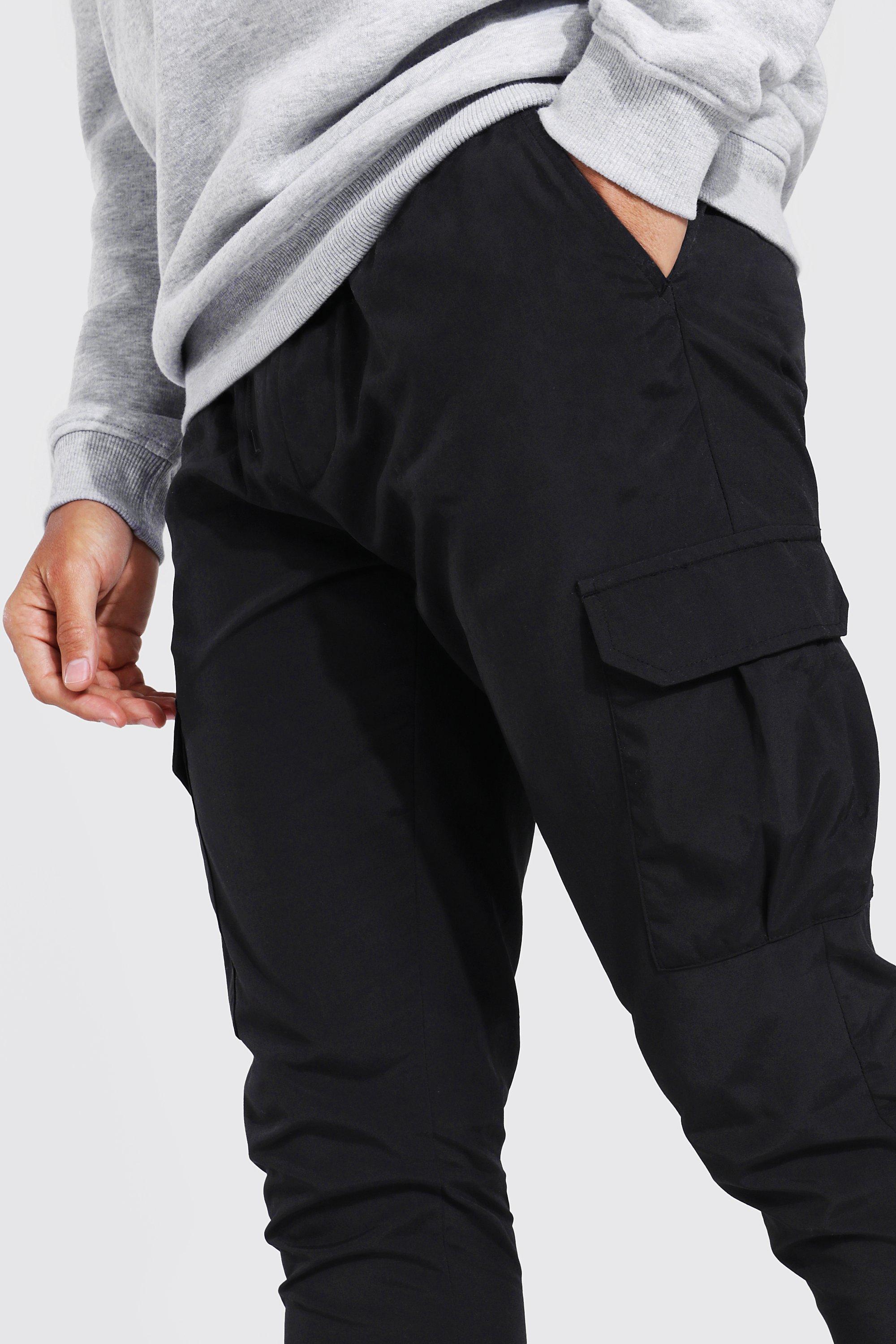 Black slim hot sale fit cargo pants