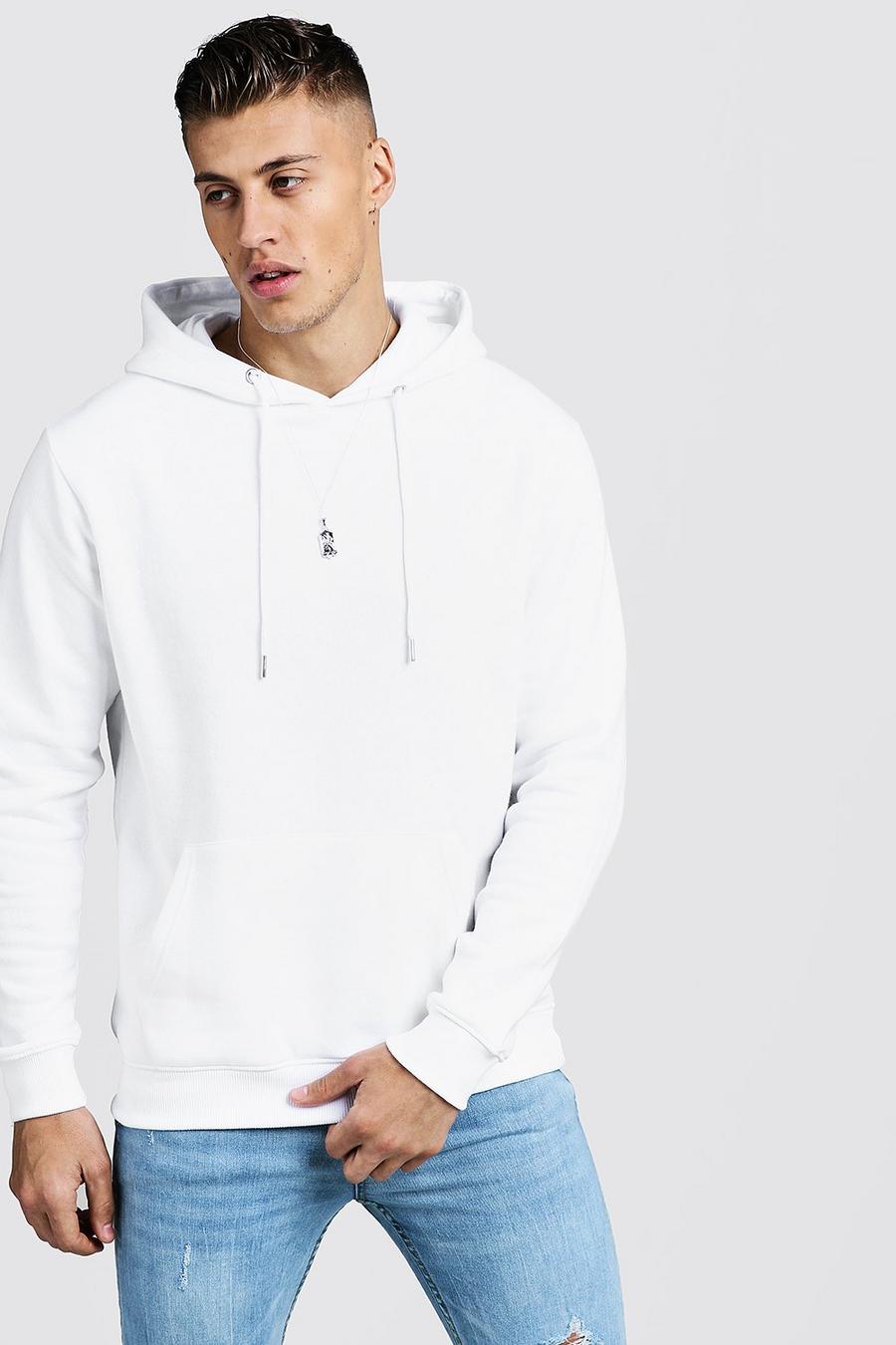 White blanc Basic Over The Head Fleece Hoodie image number 1