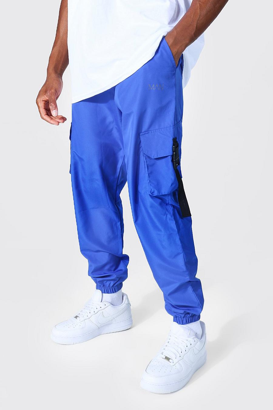 Pantalones de chándal MAN Original de tela shell con hebilla, Blue azzurro image number 1