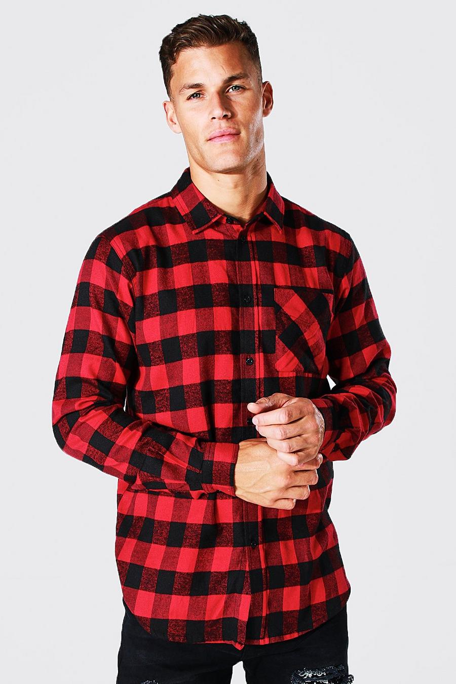 Red rouge Tall Long Sleeve Flannel Buffalo Check Shirt image number 1