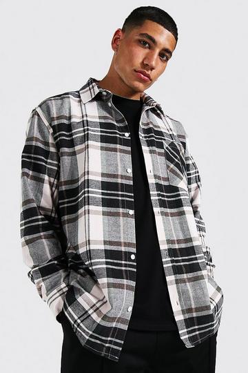 Oversized Check Shirt white