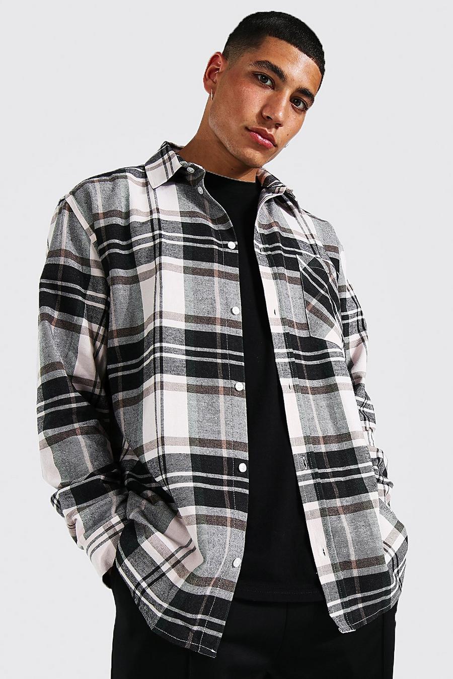 White weiß Oversized Check Shirt image number 1