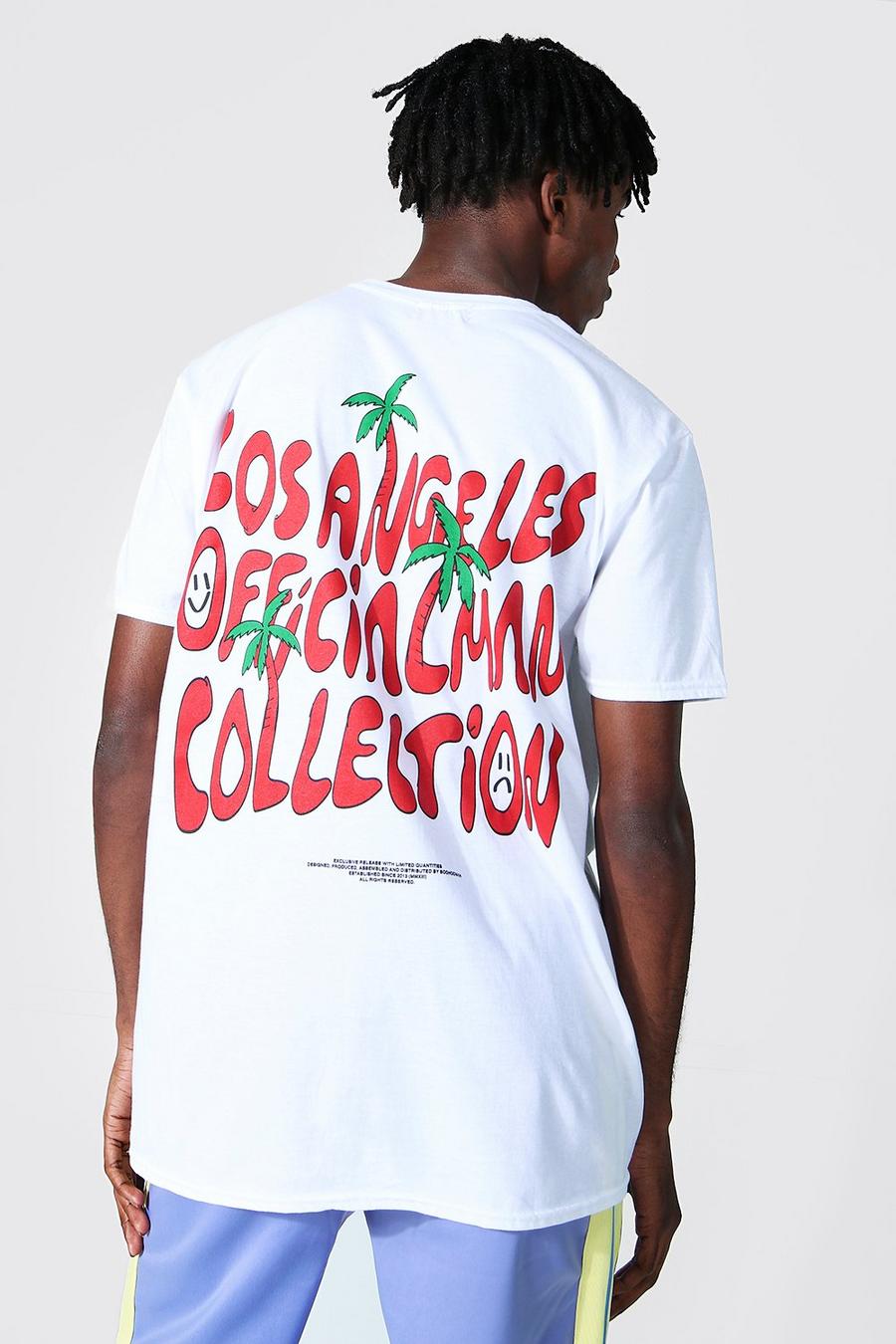 T-shirt oversize Los Angeles imprimé palmier, White blanc image number 1