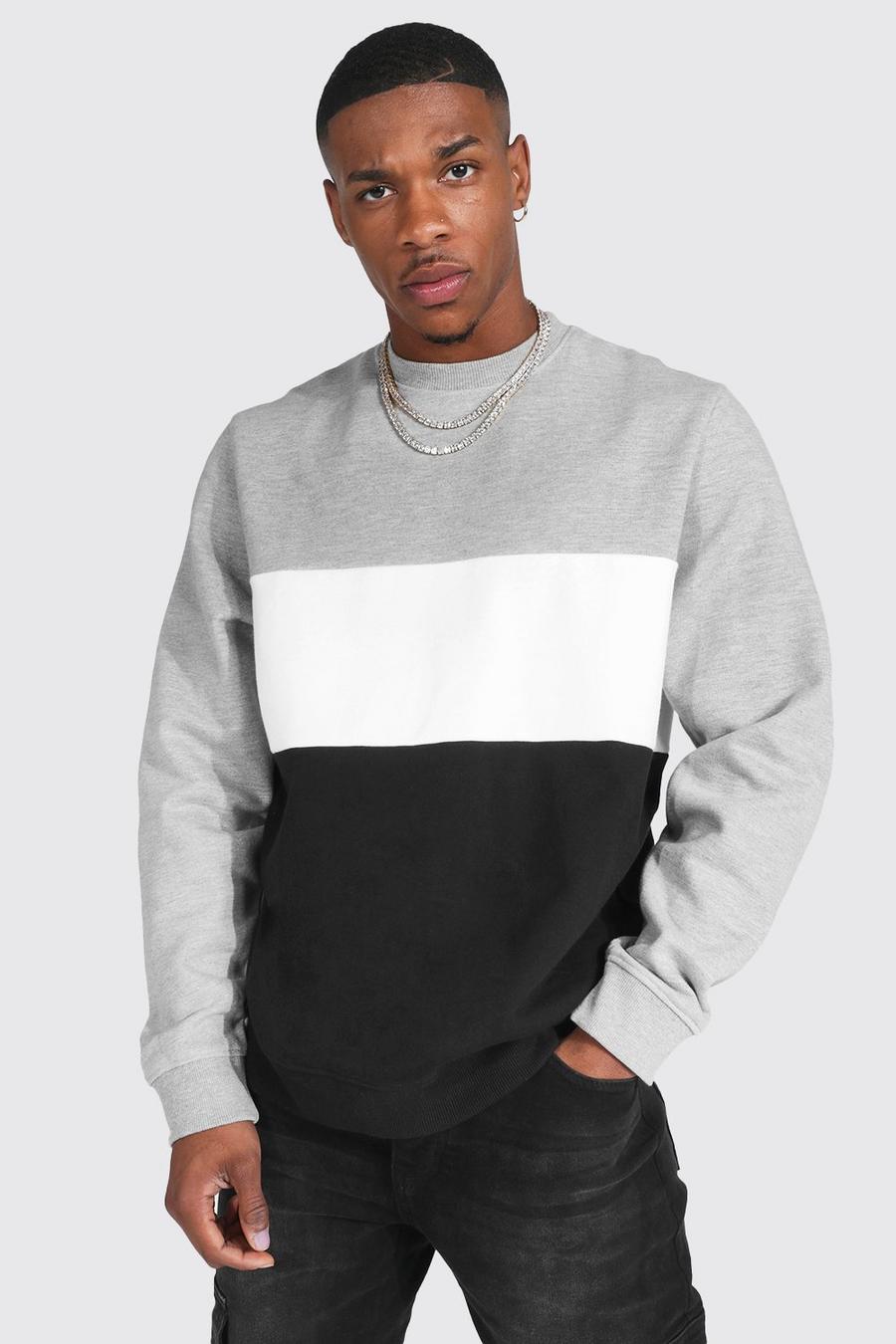Colorblock Sweatshirt, Grey marl gris image number 1