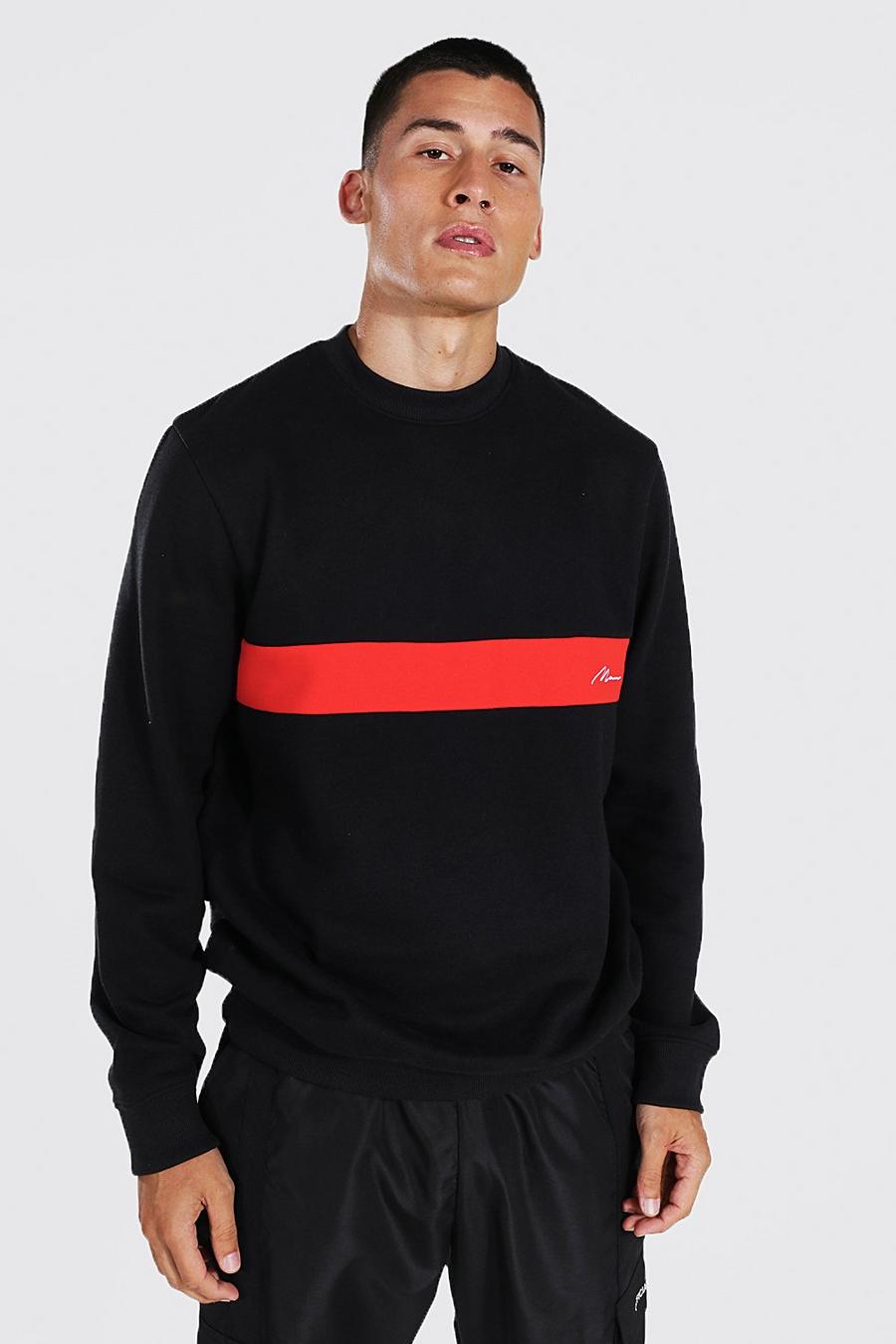 Man Signature Colorblock Sweatshirt, Black image number 1