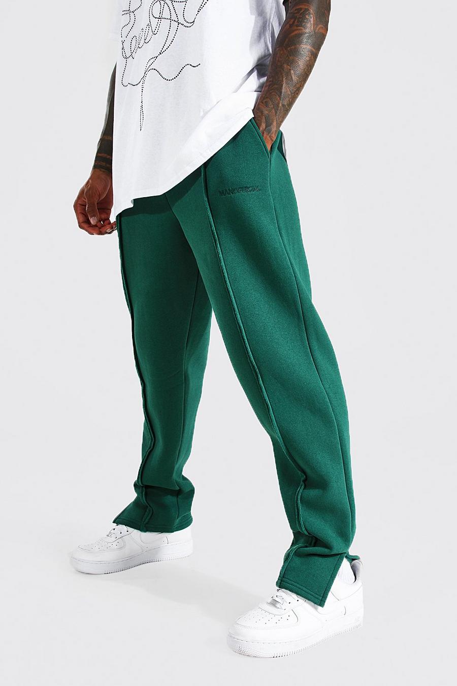 Green Loose Fit Man Official Split Hem Track Pants image number 1