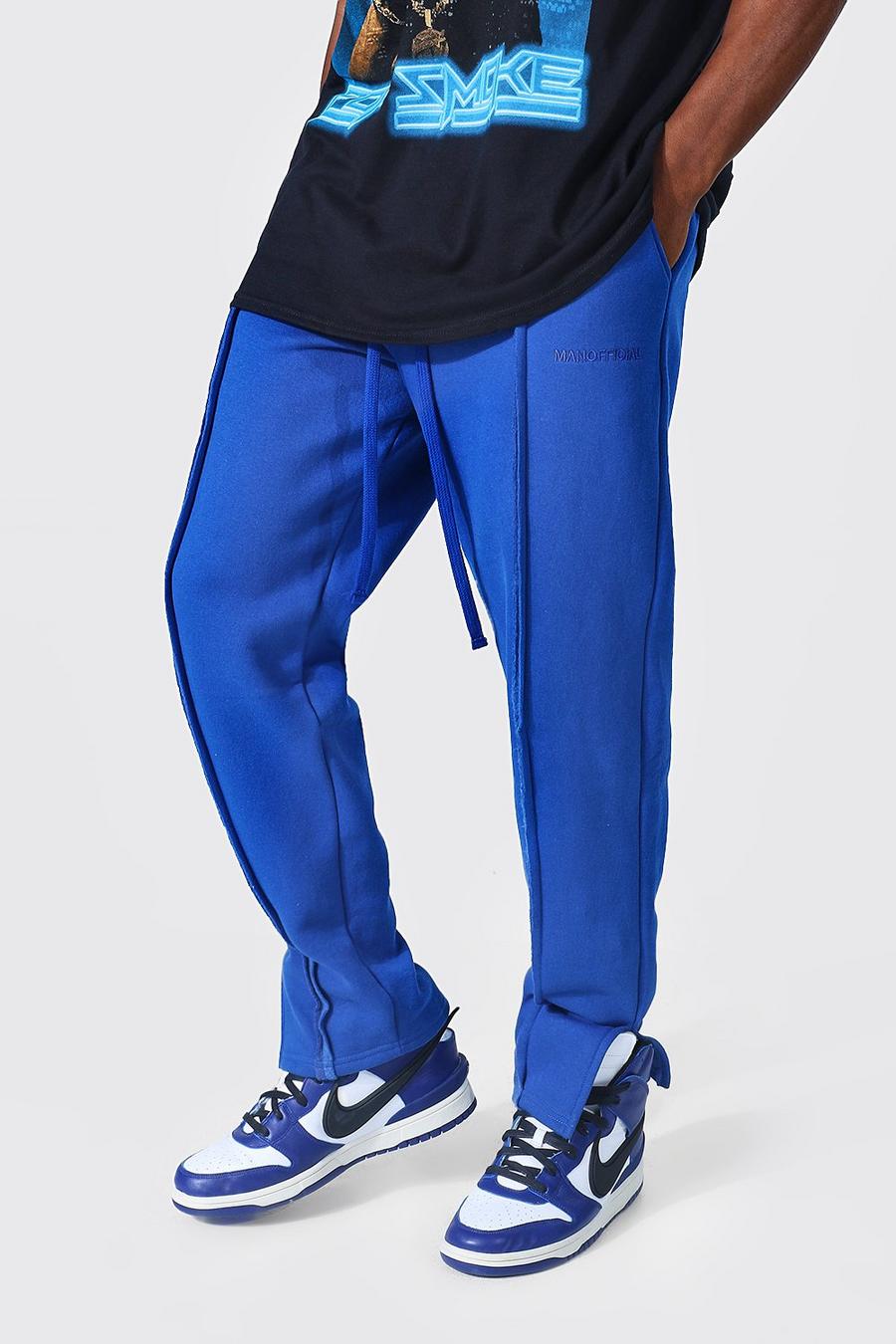 Cobalt blue Loose Fit Man Official Split Hem Track Pants image number 1