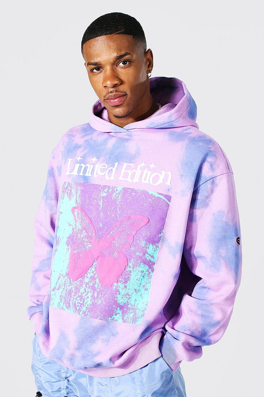 Purple violet Oversized Tie Dye Limited Edition Hoodie image number 1