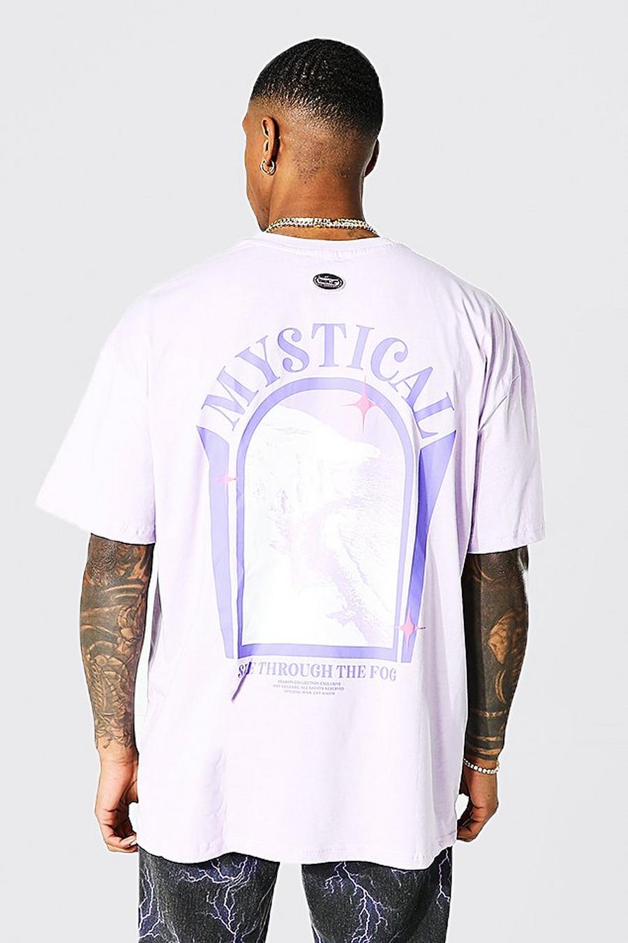 Camiseta oversize con estampado en la espalda Mystical, Purple image number 1