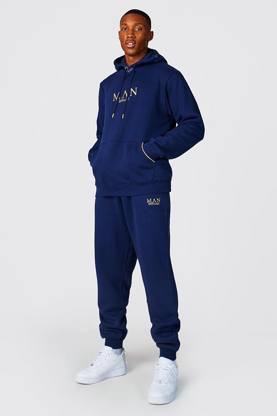 Navy Man Gold Hooded Tracksuit image number 1
