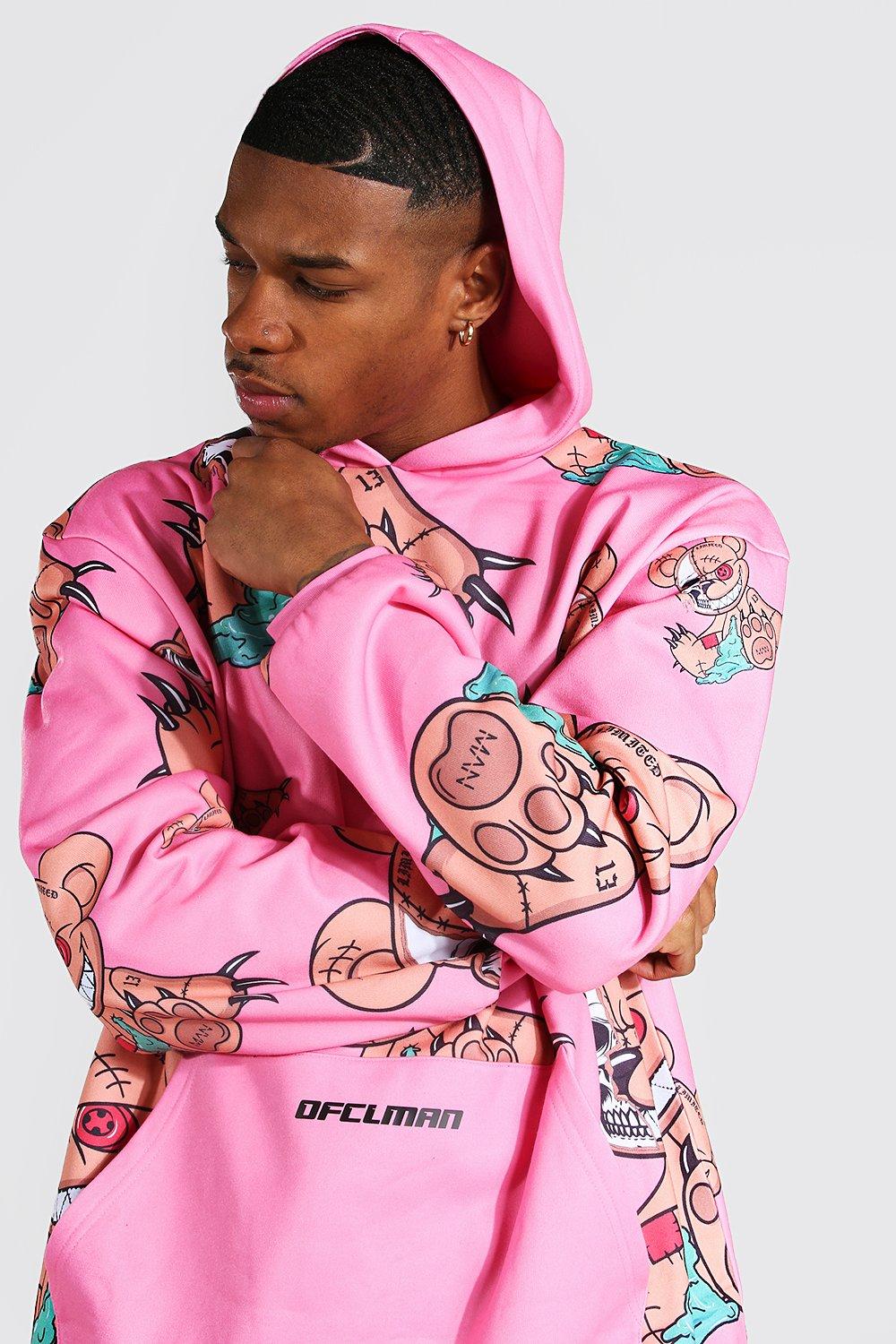 Boohoo all over print hoodie sale