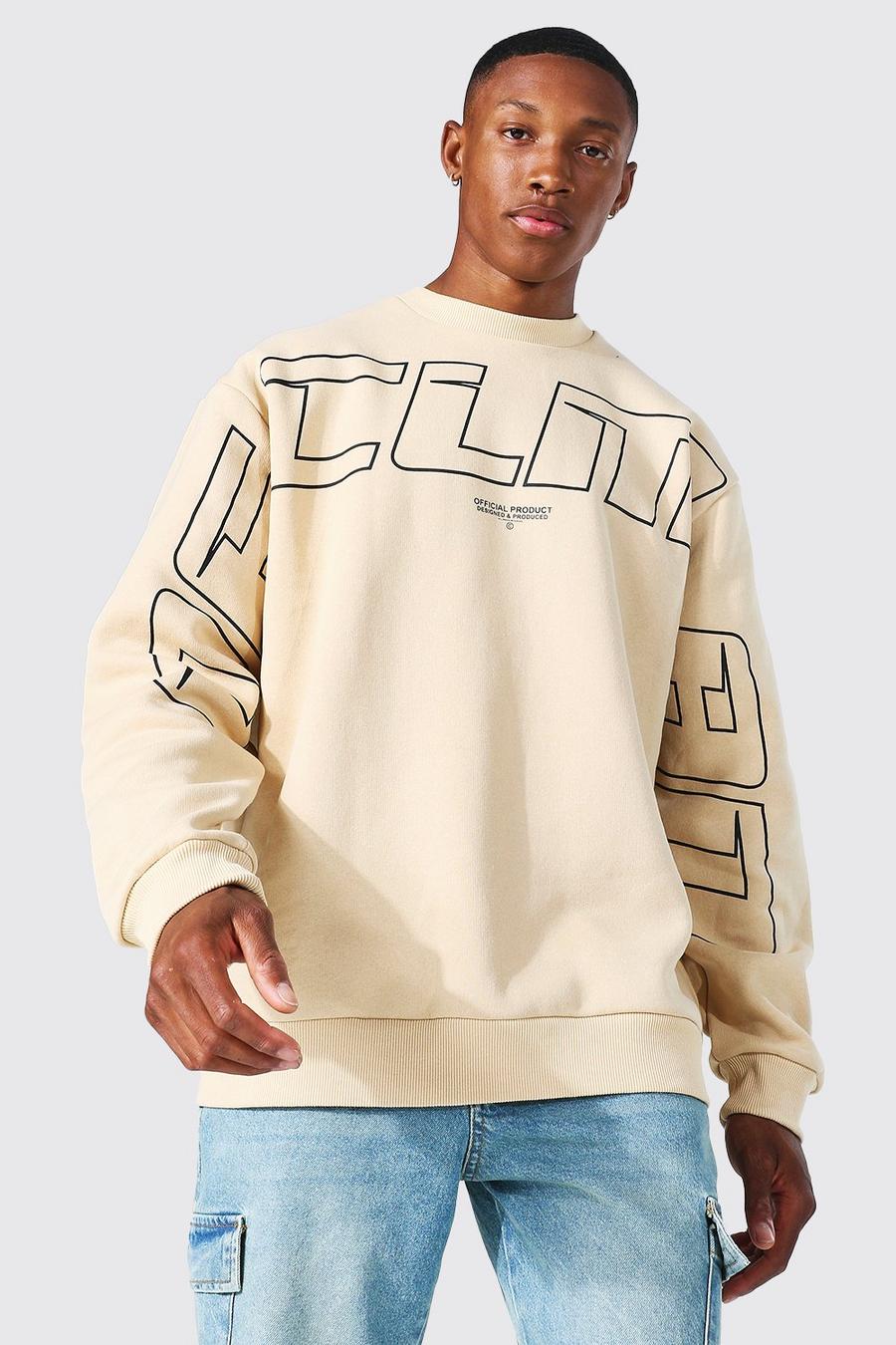MAN Ofcl Oversize-Sweater mit Teddy-Grafik, Sand beige image number 1
