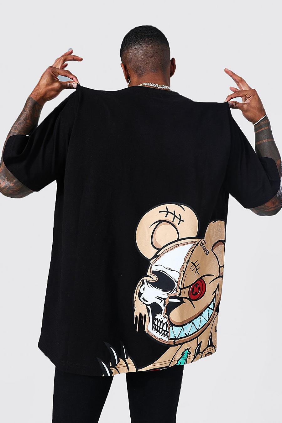 T-shirt oversize à imprimé ours en peluche - Ofcl MAN, Black image number 1