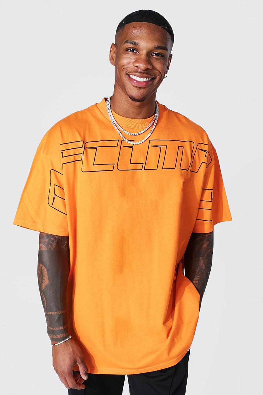 Camiseta oversize Man Ofcl con estampado gráfico de osito de peluche, Orange naranja image number 1
