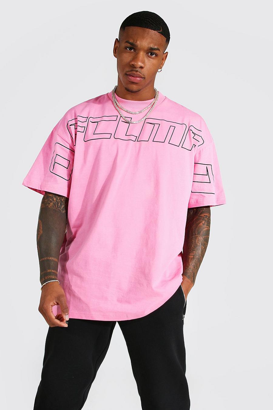 MAN Ofcl Oversize T-Shirt mit Teddy-Grafik, Rosa pink image number 1