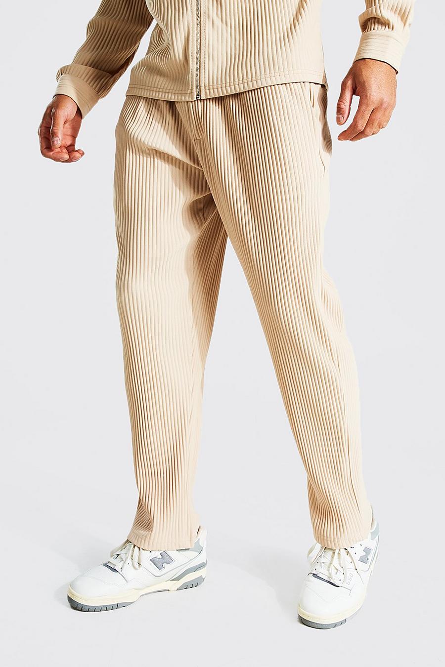 Taupe Slim Fit Pleated Trouser image number 1