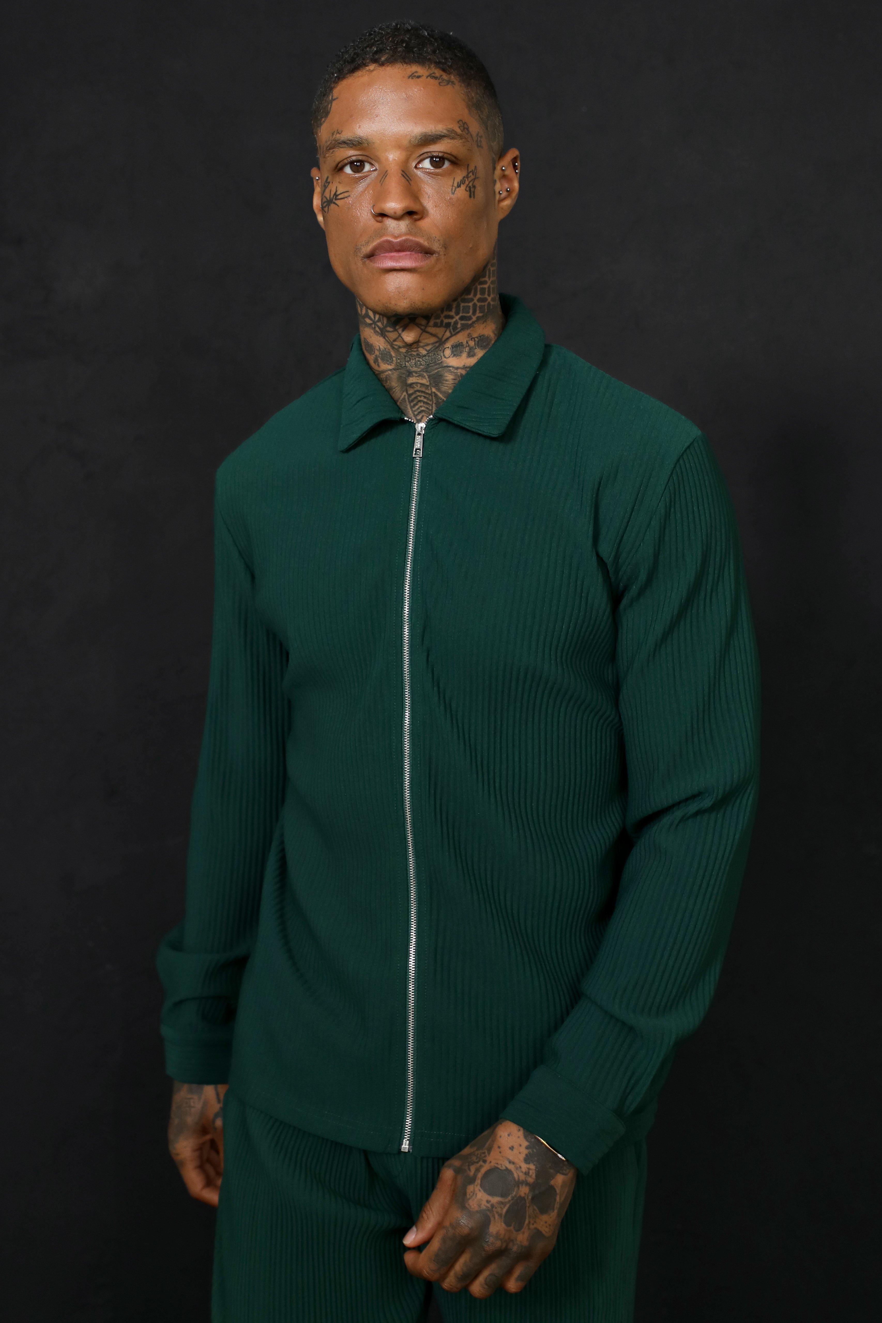 Forest Zip Through Pleated Harrington