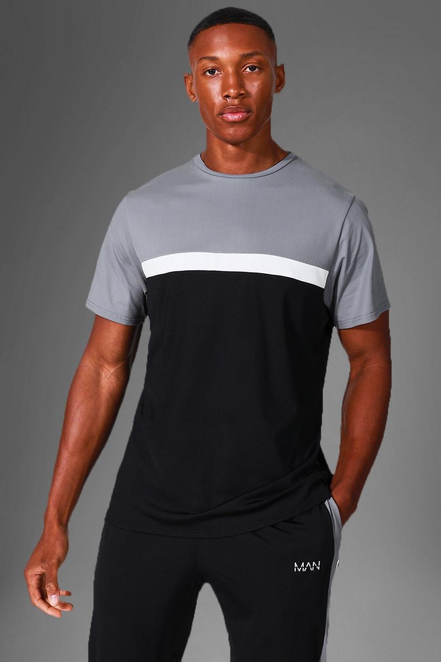 T-shirt de sport effet color block - MAN Active, Black schwarz image number 1