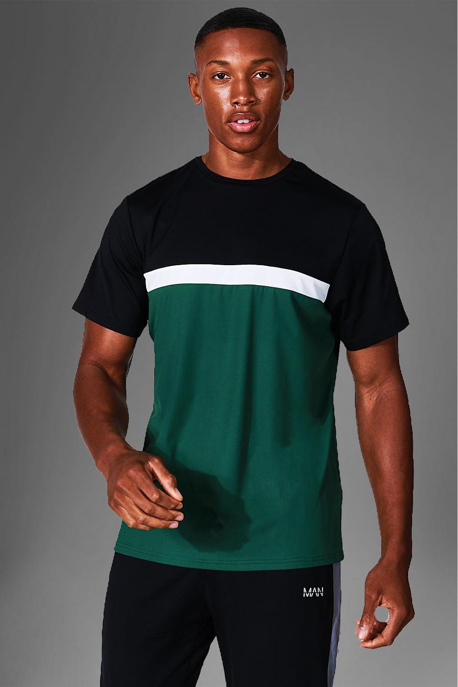 Forest green Man Active Performance Block T-Shirt image number 1