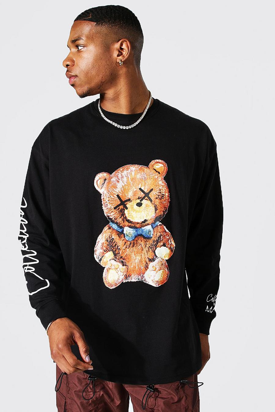 Oversize T-Shirt mit Teddy Collection Print, Black image number 1