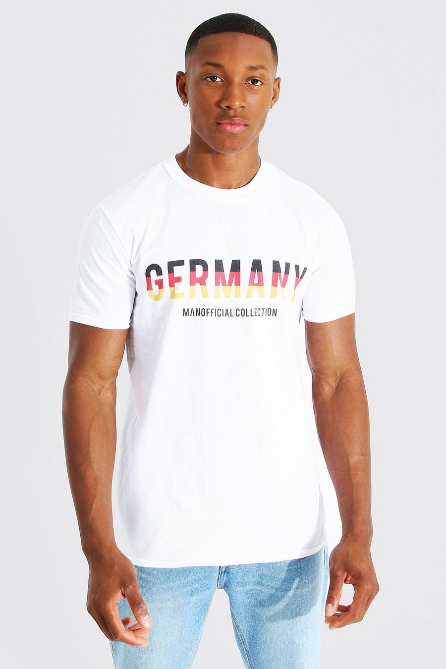 Camiseta con estampado Germany con bandera de fondo en las letras, White image number 1